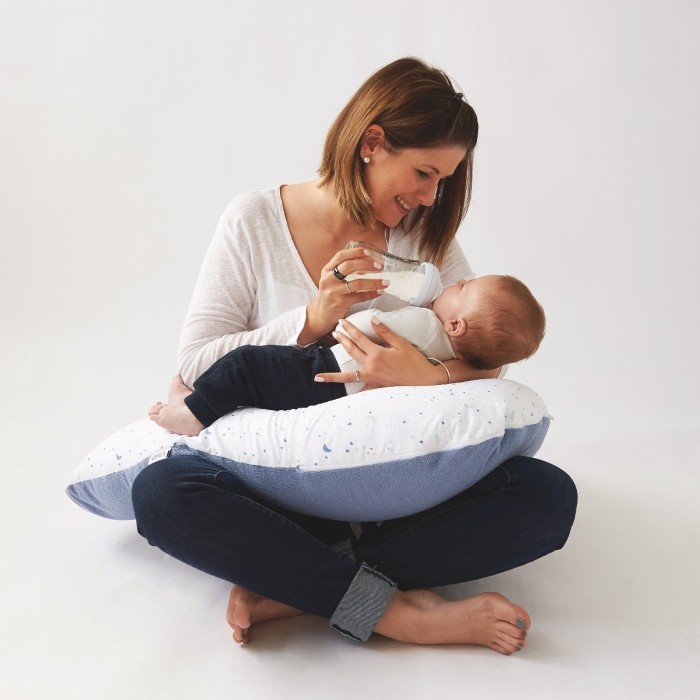 Tinéo - Coussin de maternité et d'allaitement éponge Bleu / Sky