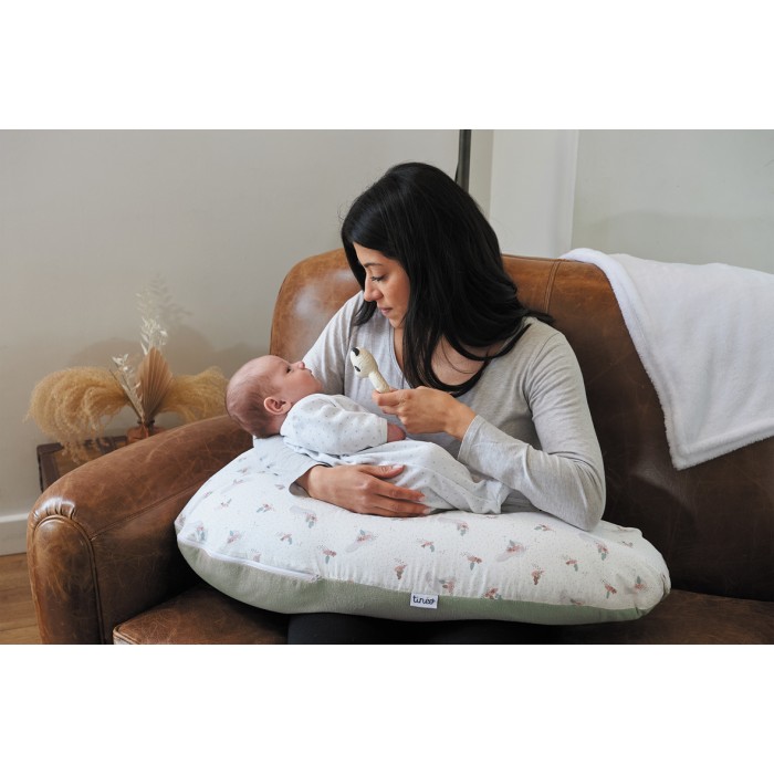 Tinéo - Coussin de maternité et d'allaitement éponge vert sauge
