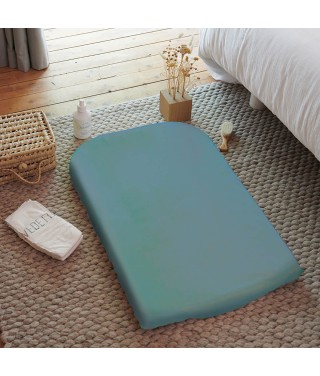 Housse de matelas à langer bleu canard éponge  50x75cm