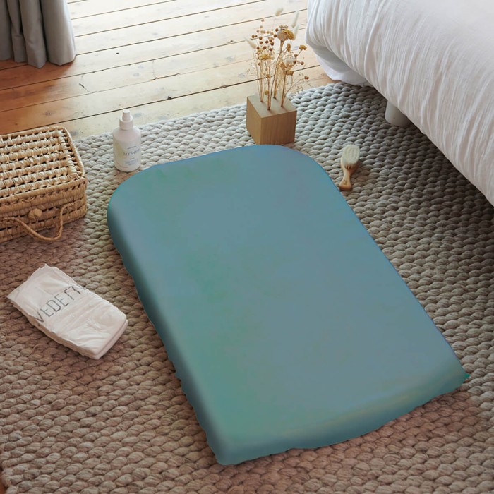 Housse de matelas à langer Candide bleu canard éponge  50x75cm