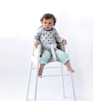 Highchair cushion in pvc with straps Grey / white