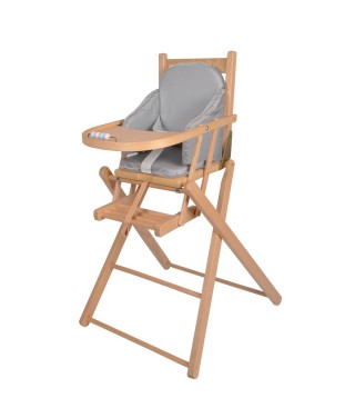 A Grey High Chair Cushion with security straps