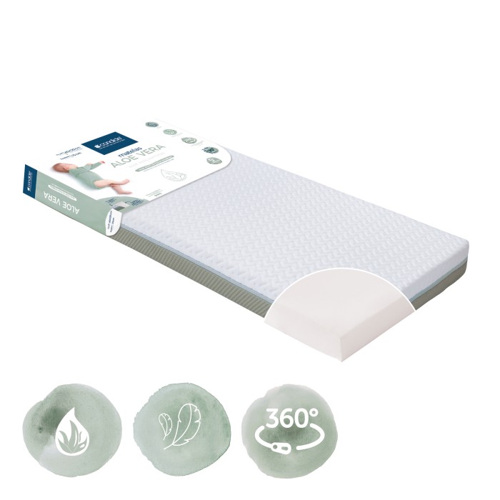 Matelas bébé 70x140cm Aloé Vera déhoussable 360°