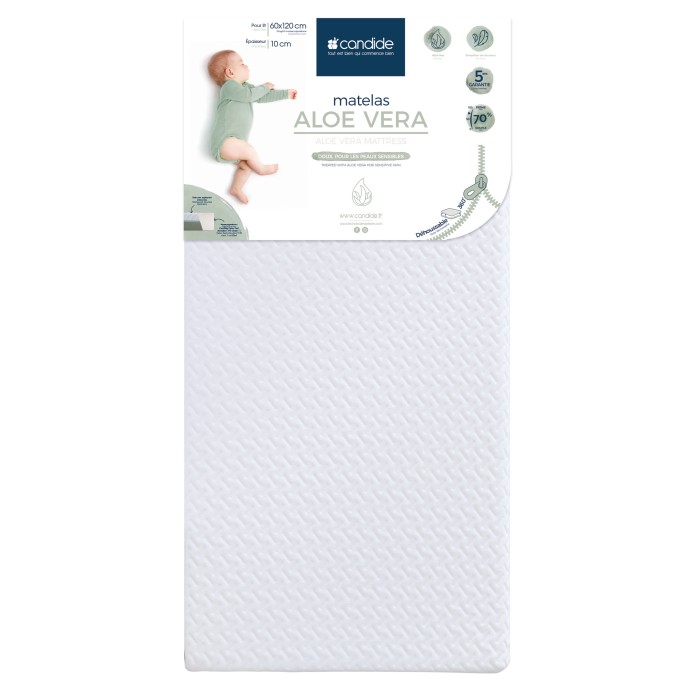 Matelas bébé aloé vera entièrement déhoussable 60x120cm