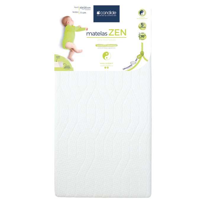 Matelas bébé Candide 60x120cm Zen déhoussable 360°