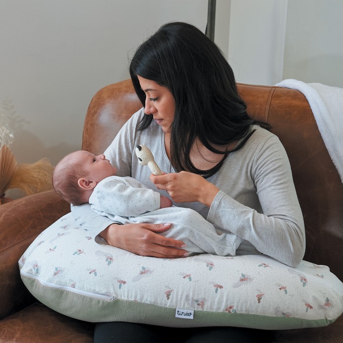 Coussin d'allaitement et de grossesse Tinéo 3en1 Multirelax éponge vert sauge