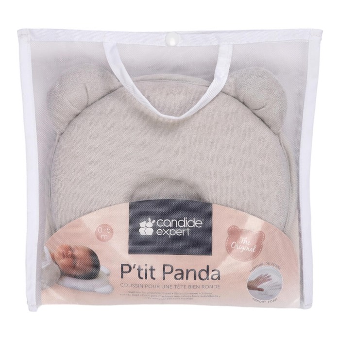 Coussin cale tête bébé P'tit Panda - Gris