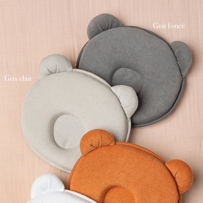 Coussin cale tête bébé P'tit Panda - Gris