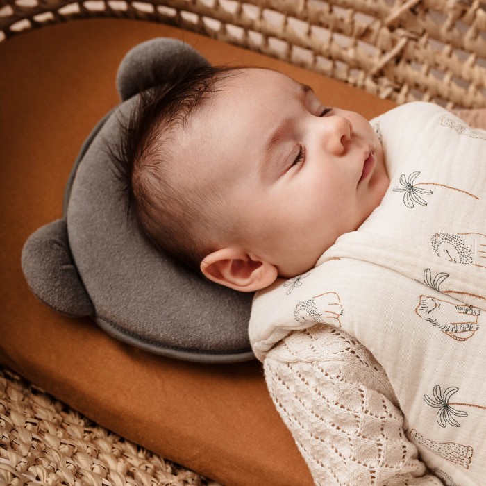 Coussin cale tête bébé P'tit Panda Candide - Gris foncé