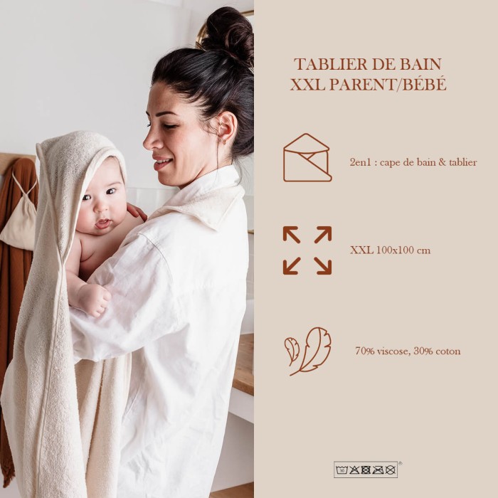 Cape de bain tablier Candide XXL Parent/Bébé en viscose