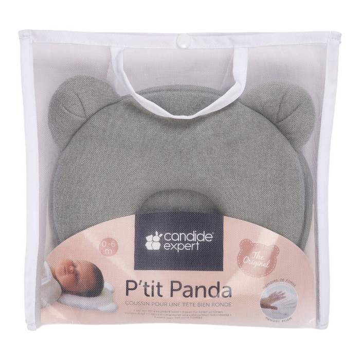 Coussin cale tête bébé P'tit Panda Candide Kaki