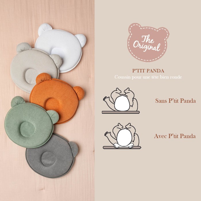 Candide - Baby head support cushion P'tit Panda Kaki