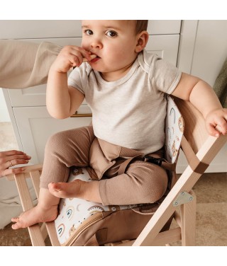 Rehausseur de chaise bébé nomade en tissu Oursons Camel