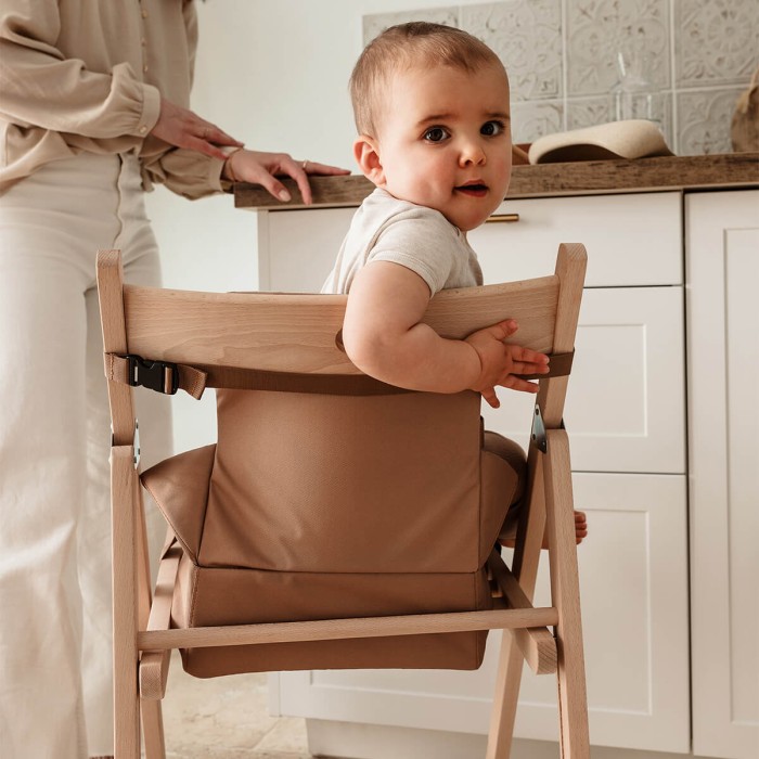 Rehausseur de chaise bébé Tinéo nomade - Rehausseur nomade en tissu Oursons Camel