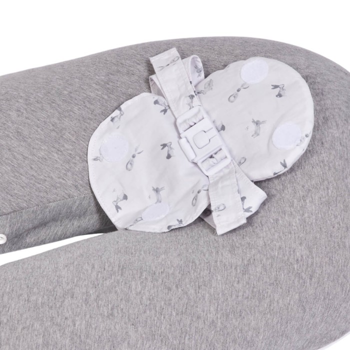 Coussin d'allaitement et de grossesse 3en1 Multirelax gris chiné Lapins - Candide