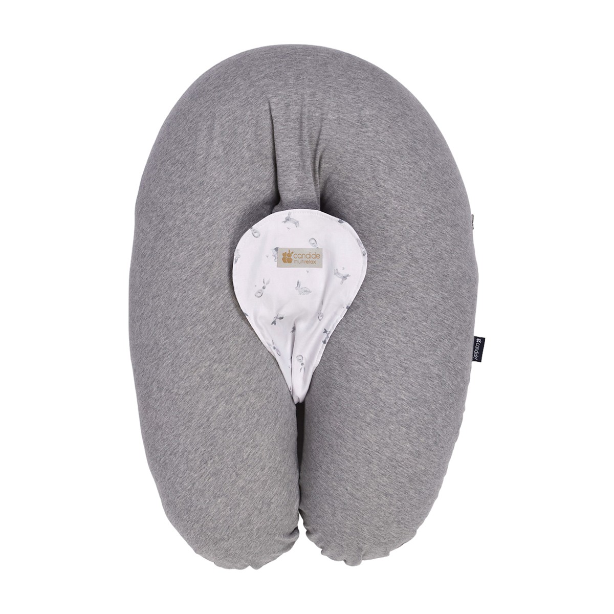 Coussin d'allaitement et de grossesse 3en1 Multirelax gris chiné Lapins - Candide