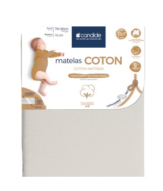 Baby mattress 70x140 cm organic cotton - 360° removable cover