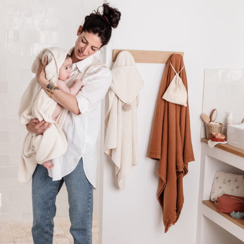 Cape de bain tablier XXL maman et bébé - Candide